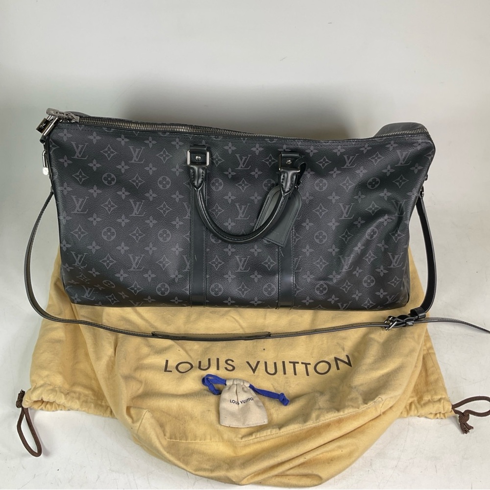 Louis Vuitton Keepall Bandoulière 55 Monogram Eclipse Duffle Bag